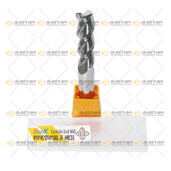 فرز انگشتی سه پر کارباید آلومنیوم تخت HRC55 برند BEEK (بیک) (در 121 سایز)