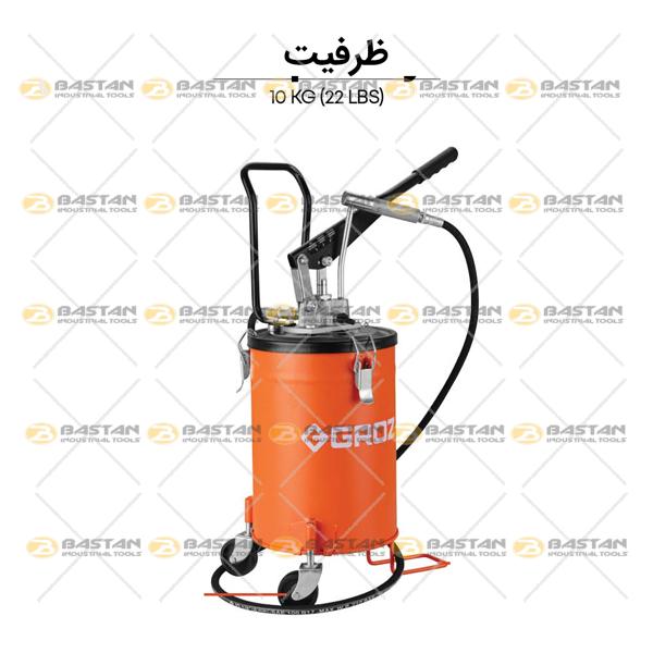 گریس پمپ سطلی دستی چرخ دار 10 کیلویی GROZ (گروز)