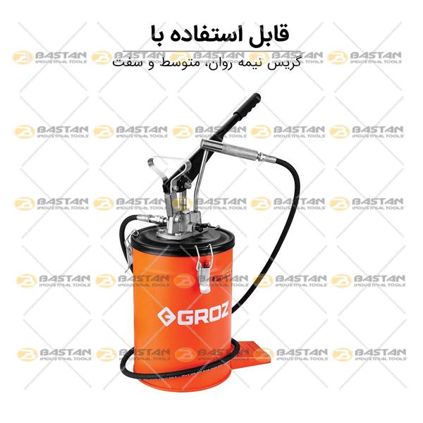 گریس پمپ سطلی دستی بدون چرخ 10 کیلویی GROZ (گروز)
