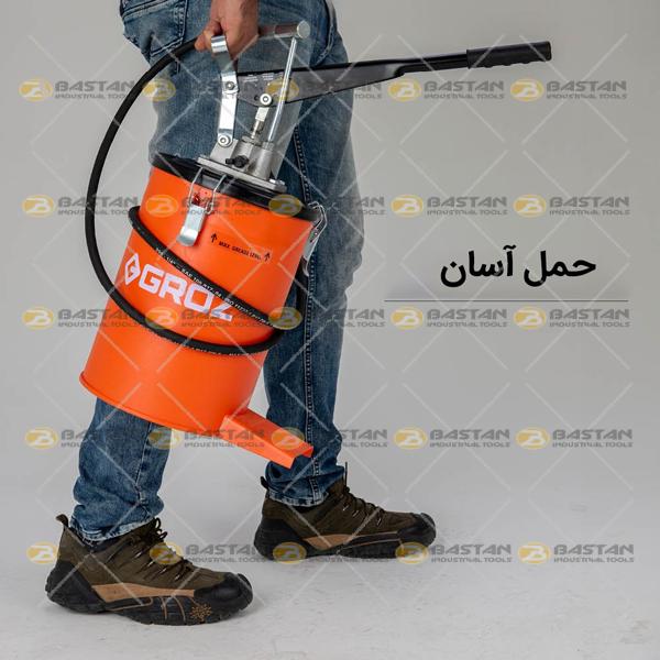 گریس پمپ سطلی دستی بدون چرخ 10 کیلویی GROZ (گروز)