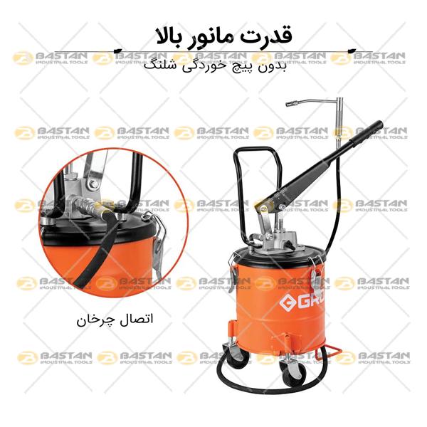 گریس پمپ سطلی دستی چرخ دار 6 کیلویی GROZ (گروز)