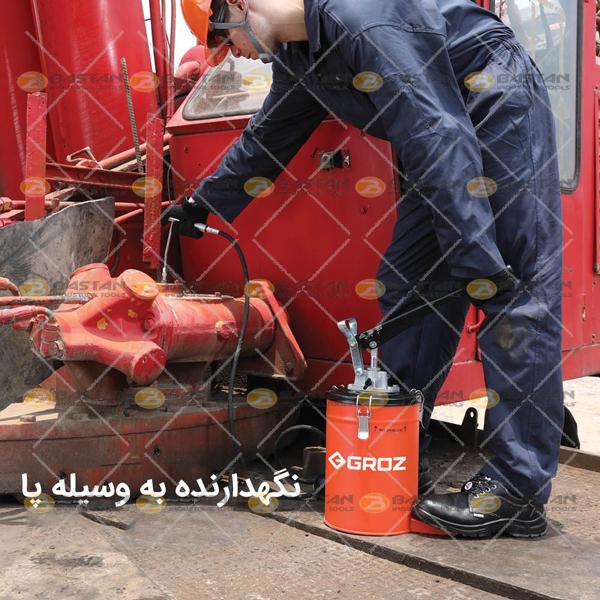 گریس پمپ سطلی دستی بدون چرخ 10 کیلویی GROZ (گروز)