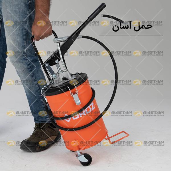 گریس پمپ سطلی دستی چرخ دار 10 کیلویی GROZ (گروز)