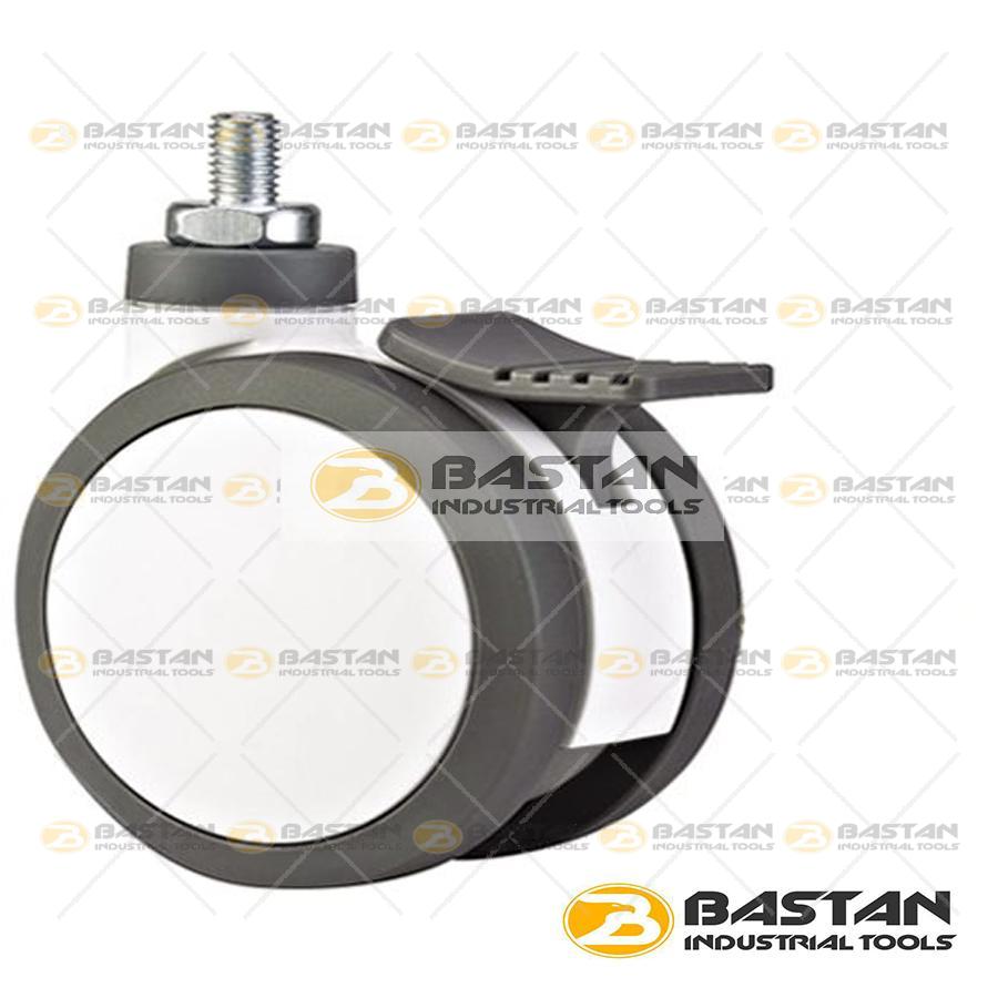 چرخ بیمارستانی دو قلو پیچی ترمز دار (کد B2W) ( در 2 سایز مختلف)