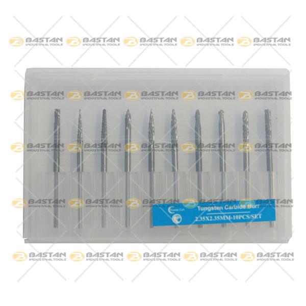 ست فرز فرم 10 عددی دنباله 2.35 میلیمتر سایز 2.35 میلیمتر Double Cut (دابل کات)
