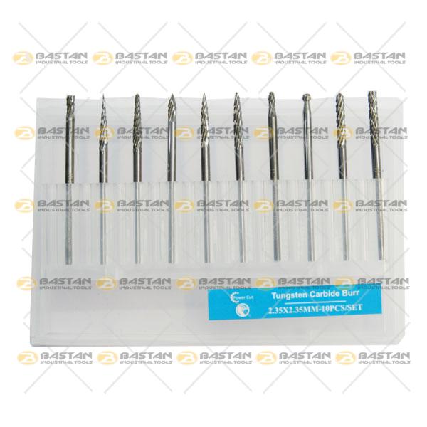 ست فرز فرم 10 عددی دنباله 2.35 میلیمتر سایز 2.35 میلیمتر Double Cut (دابل کات)