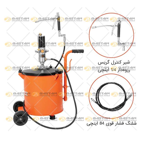 گریس پمپ سطلی بادی 30kg نسبت 1 به 50 چرخ دار GROZ (گروز)