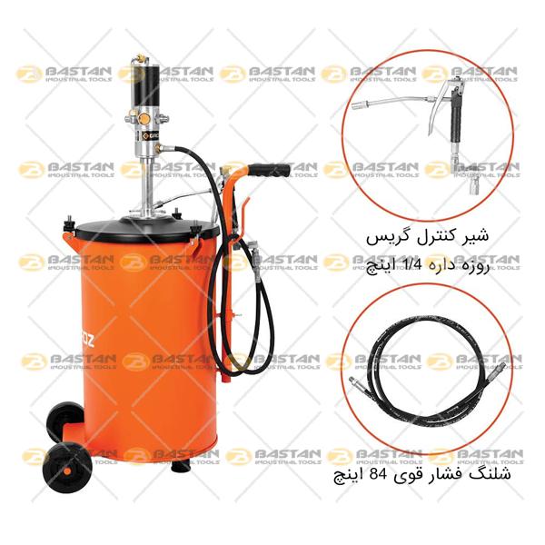 گریس پمپ سطلی بادی 50kg نسبت 1 به 50 چرخ دار GROZ (گروز)